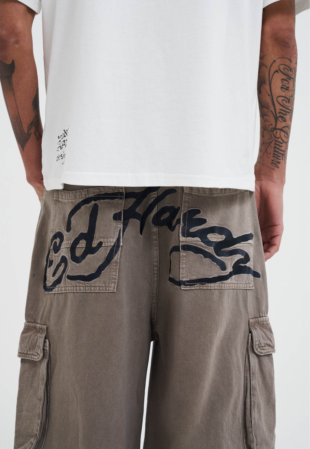 Mens Drag Denim Cargo With Removable Legs Denim Trousers Jeans - Beige