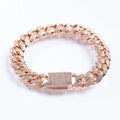 Womens 12mm Iced Miami Cuban Link Bracelet - Rose Gold