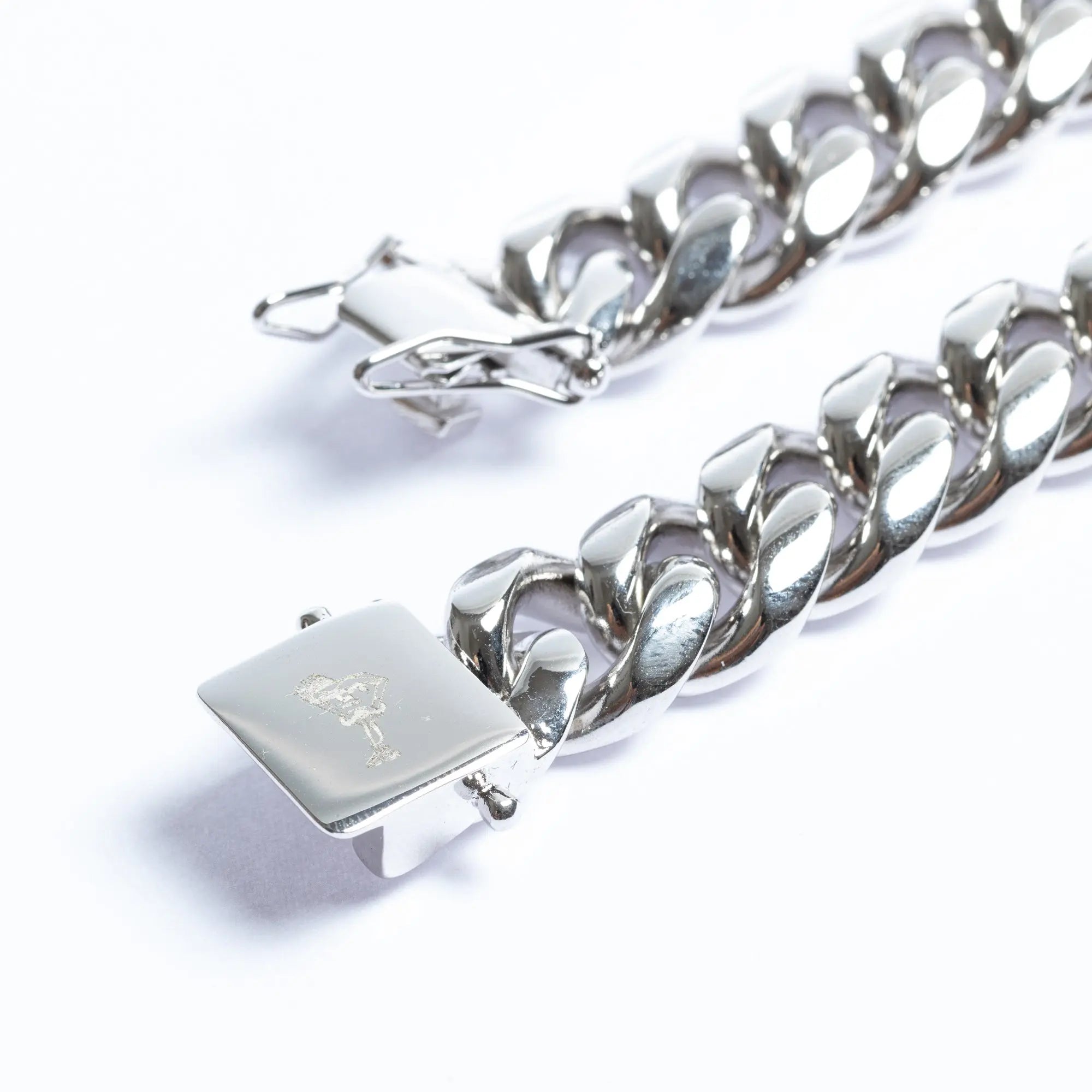 14mm Miami Cuban Link Bracelet - White Gold