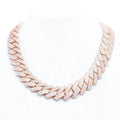 19mm Iced Prong Cuban Link Necklace - Rose Gold