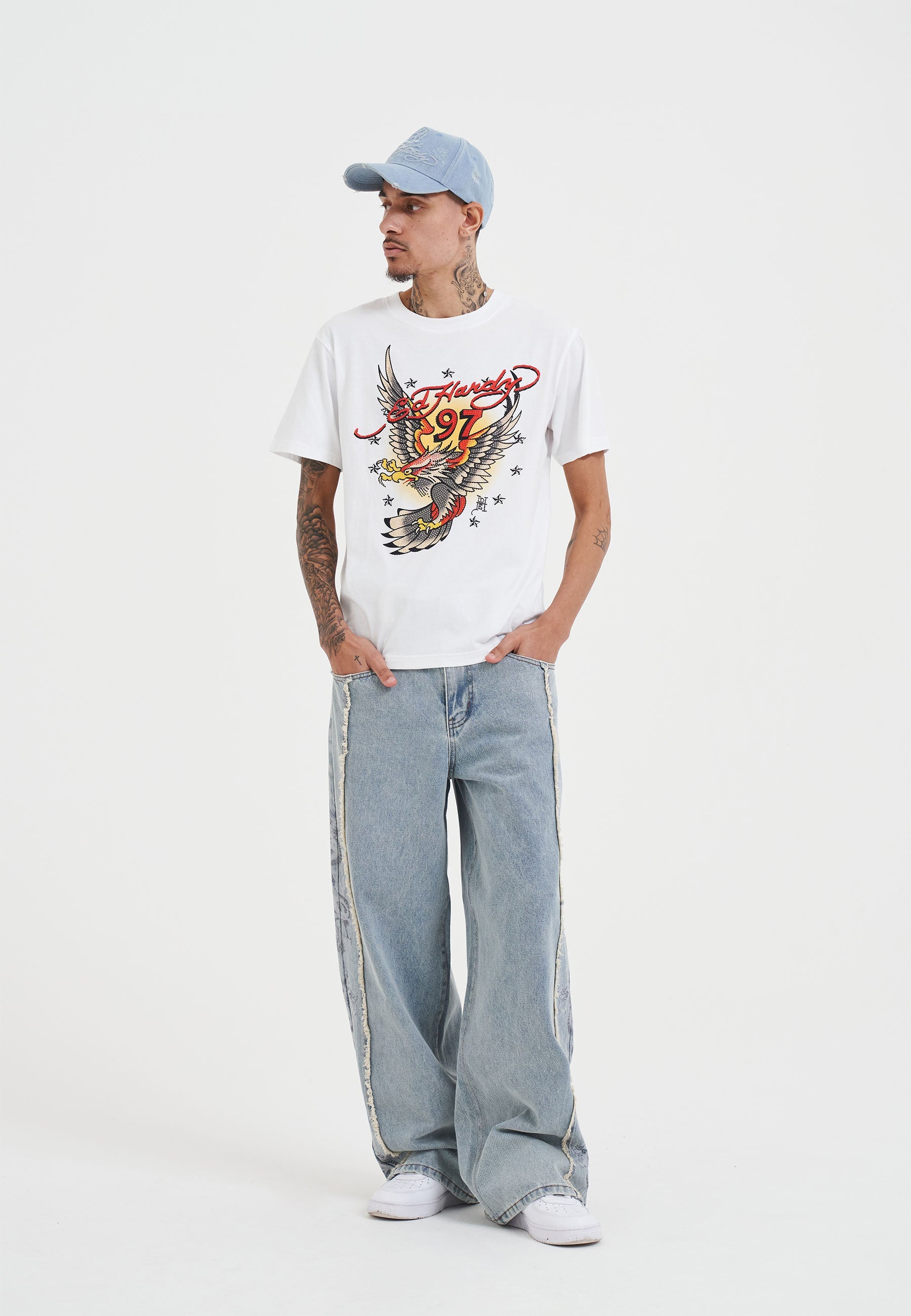 Mens 97 Eagle Diamante T-Shirt - White