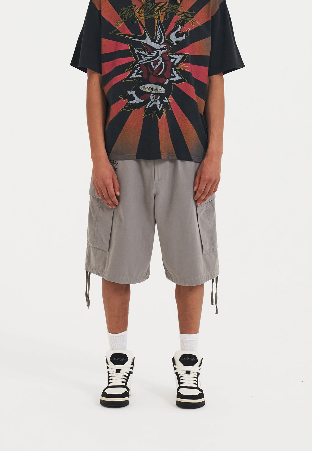 Mens Dragon Crawl Woven Cargo Shorts - Grey