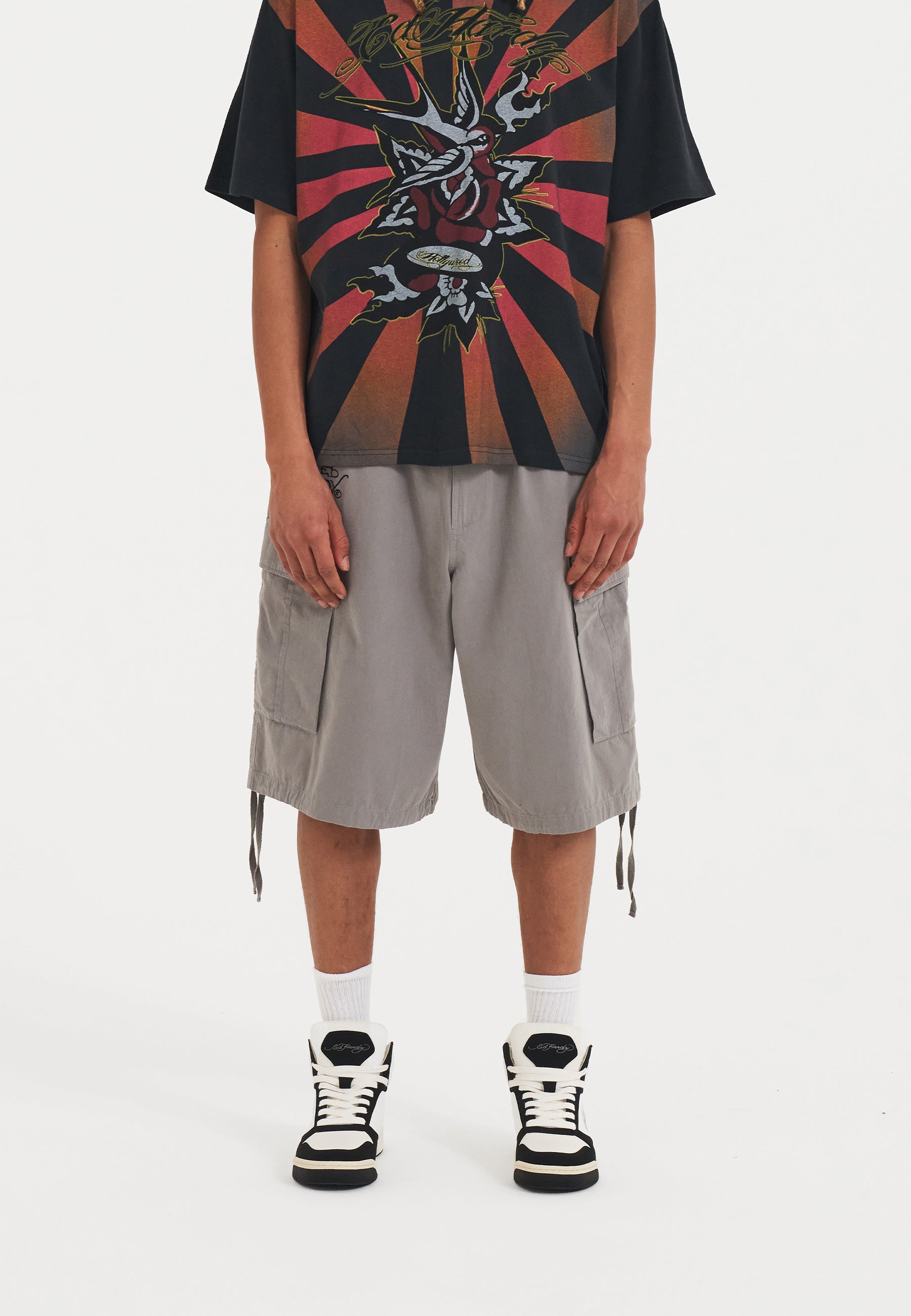 Mens Dragon Crawl Woven Cargo Shorts - Grey