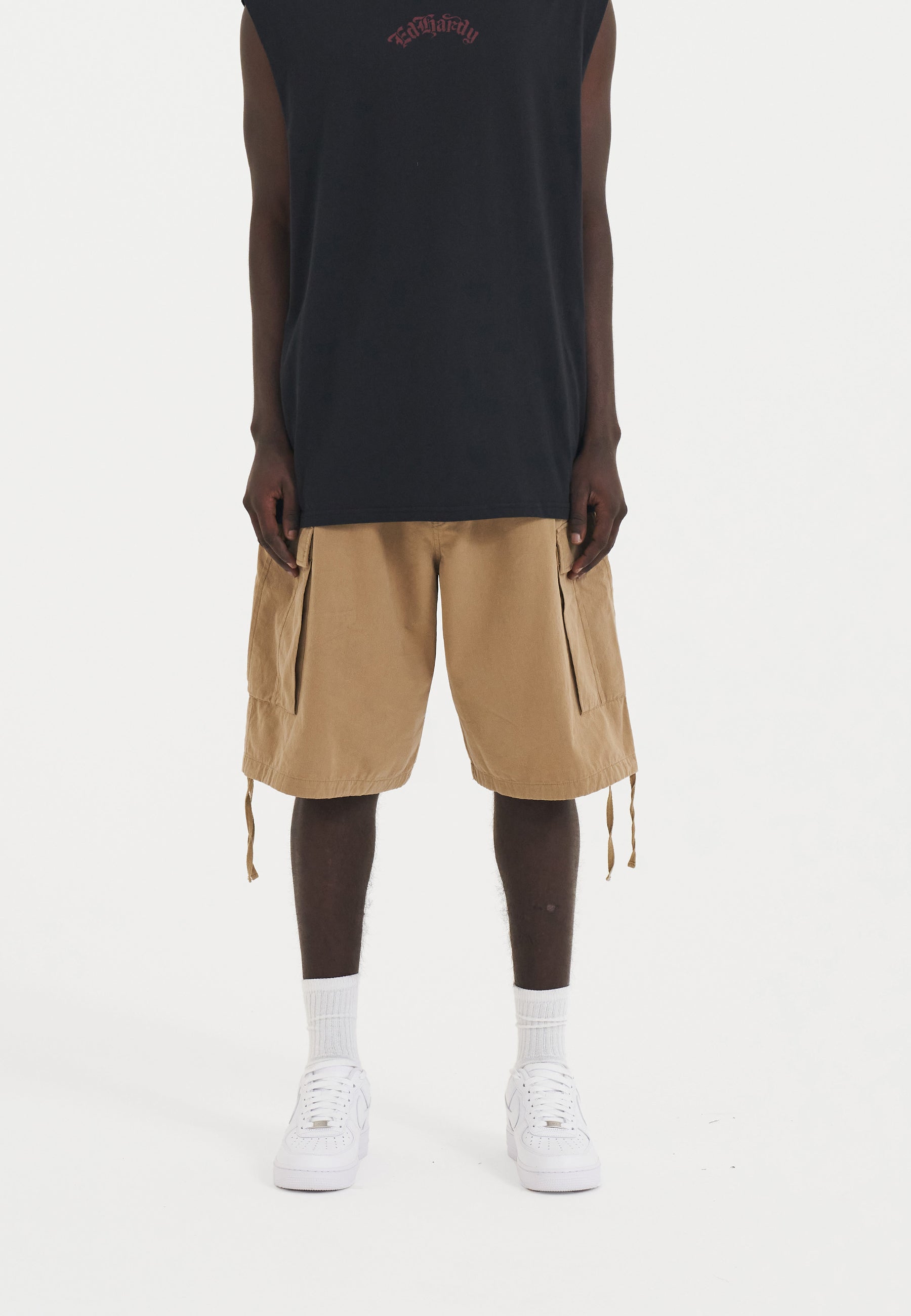 Mens Dragon Crawl Woven Cargo Shorts - Beige