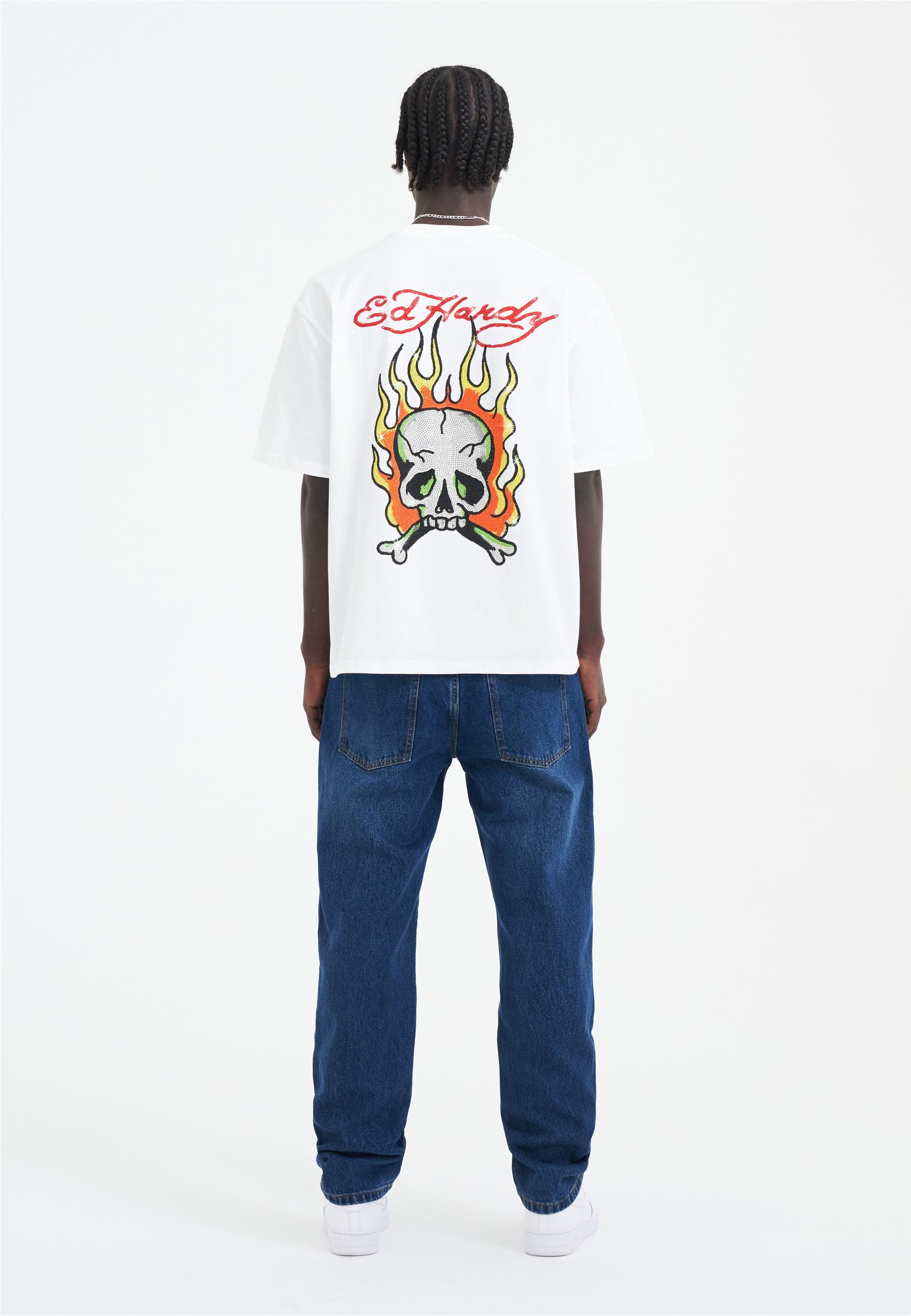 Mens Nyc-Skull Diamante Denim Trousers Jeans - Indigo