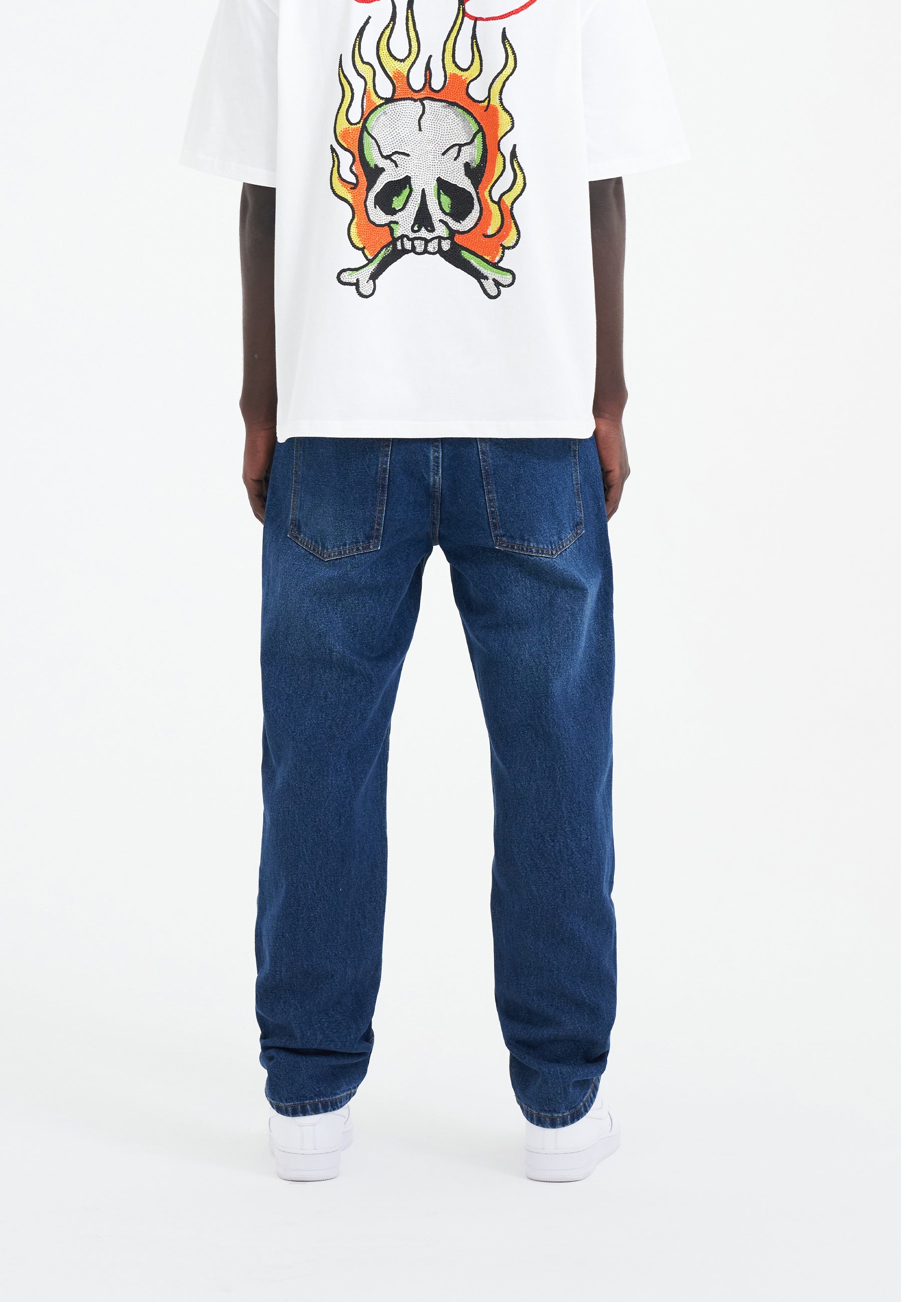 Mens Nyc-Skull Diamante Denim Trousers Jeans - Indigo
