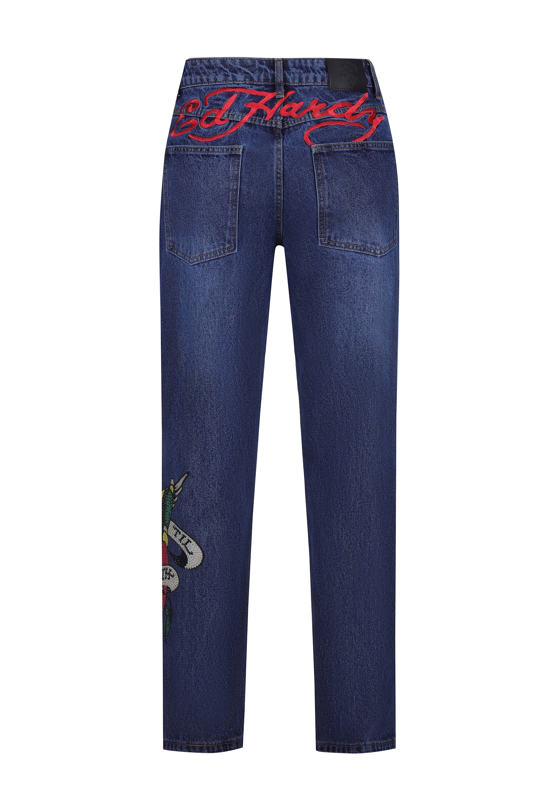 Mens True-Till-Death Diamante Denim Trousers Jeans - Indigo
