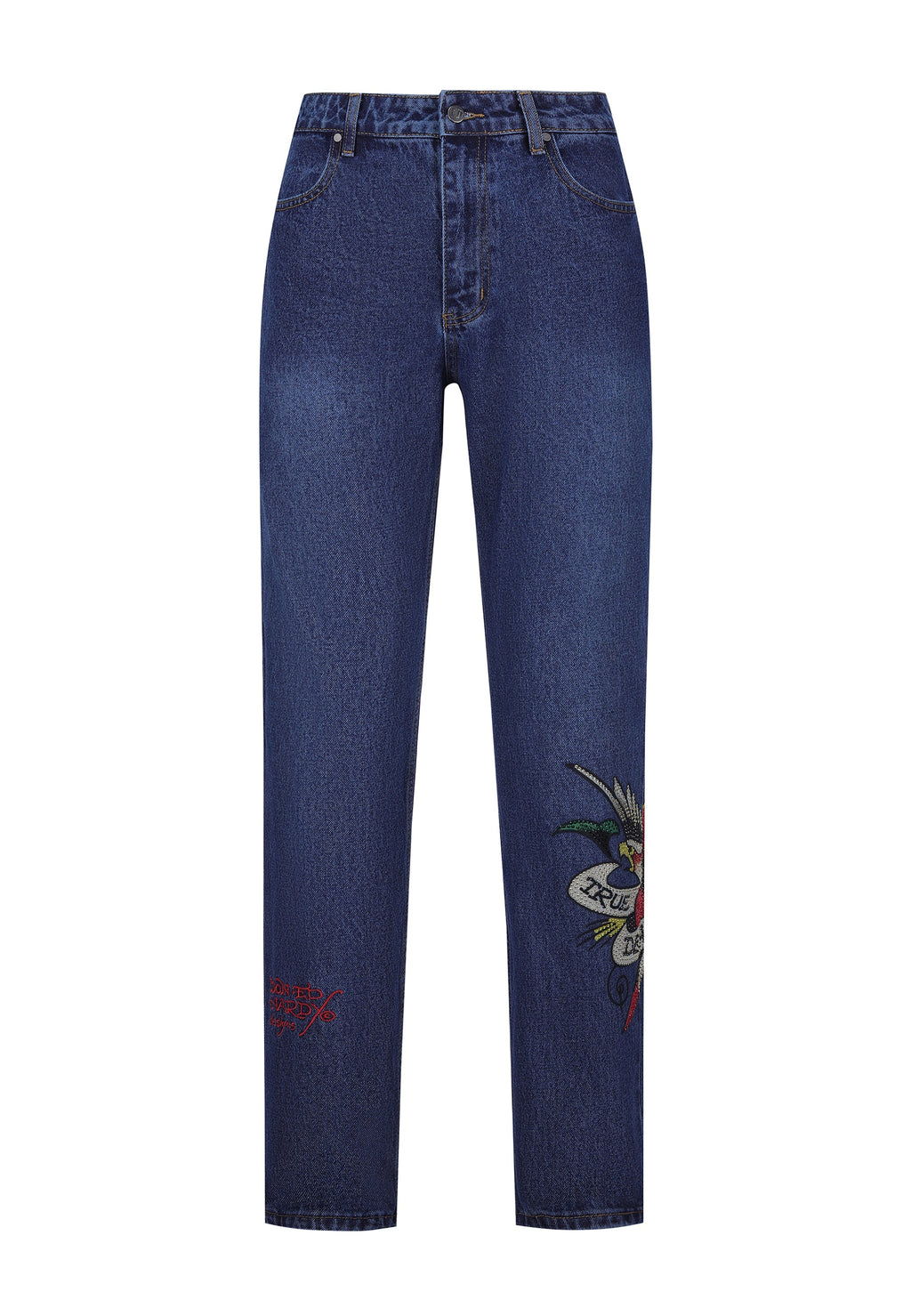 Mens True-Till-Death Diamante Denim Trousers Jeans - Indigo