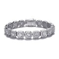 Mens 10mm Clustered Tennis Bracelet - White Gold