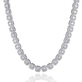 10mm Clustered Tennis Necklace - White Gold