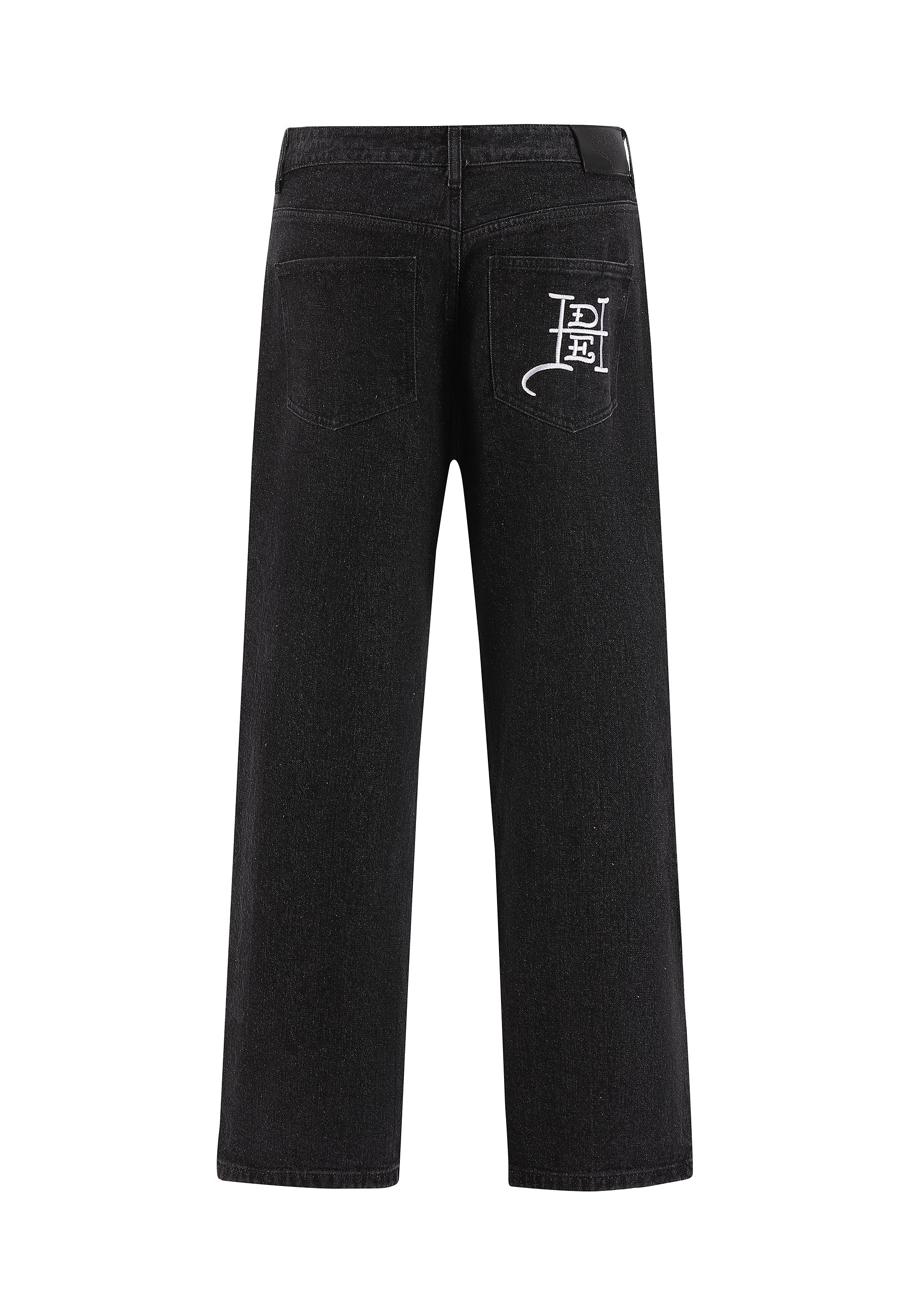 Mens Laser Etched Dragon Repeat Denim Trousers Jeans - Black