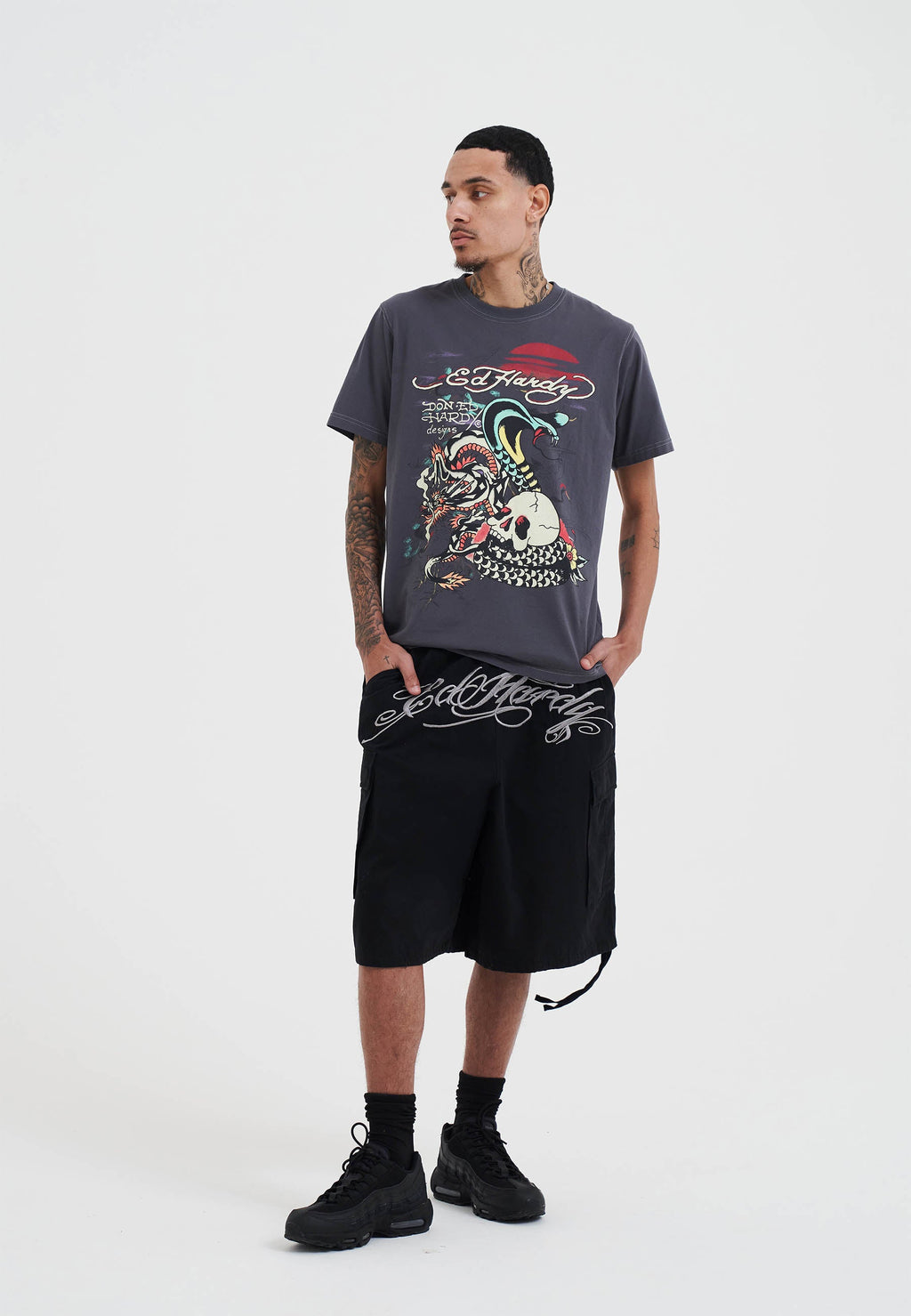 Mens Drag And Venom At Sunset T-Shirt - Charcoal