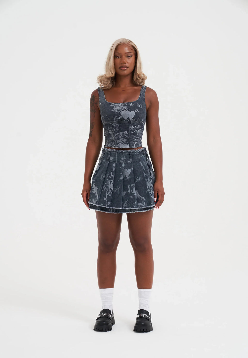 Womens Edh Love Print Skirt - Blue