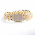 19mm Iced Prong Cuban Link Bracelet - Gold