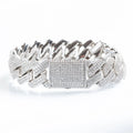 19mm Iced Prong Cuban Link Bracelet - White Gold