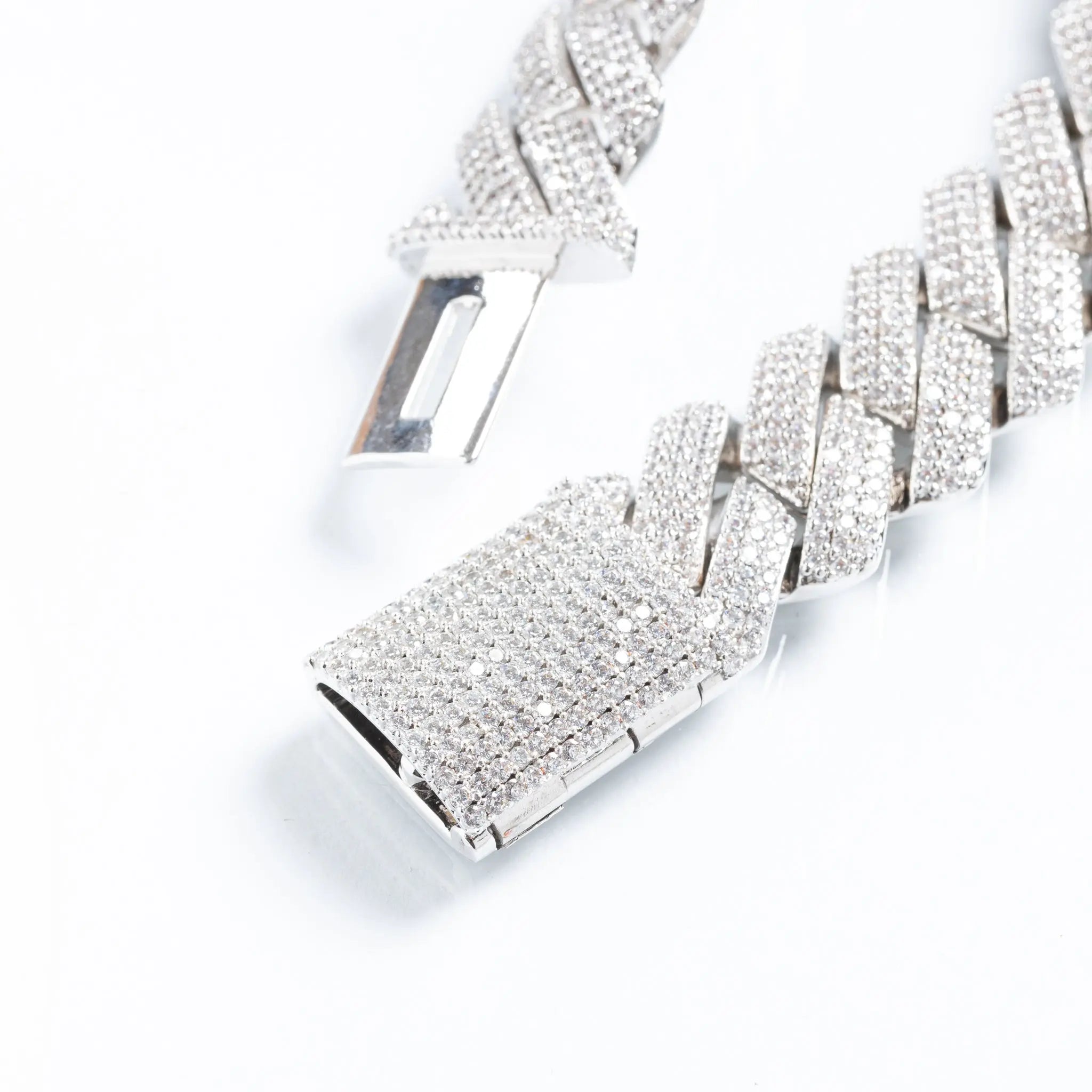 19mm Iced Prong Cuban Link Bracelet - Silver