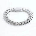 Womens 12mm Iced Miami Cuban Link Bracelet - White Gold