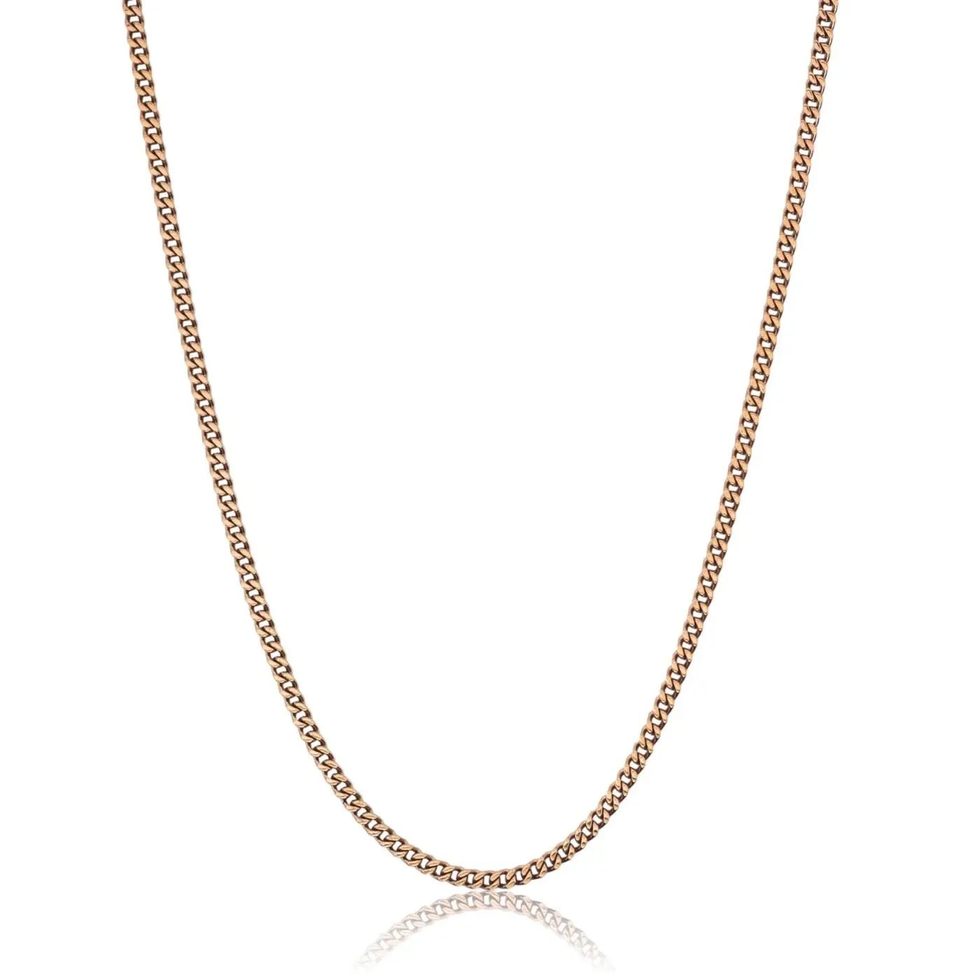 3mm Micro Cuban Link Necklace - Rose Gold
