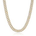 12mm Iced Prong Cuban Link Necklace - Gold