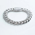 12mm Iced Miami Cuban Link Bracelet - Silver