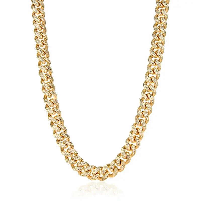 12mm Iced Miami Cuban Link Necklace - Gold