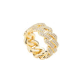 Iced Prong Cuban Ring - Gold