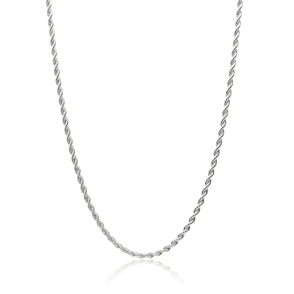 3mm Rope Necklace - White Gold