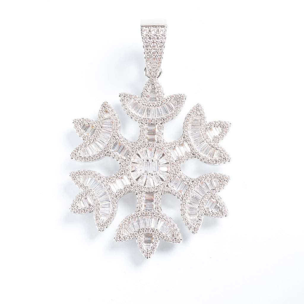 Iced Snowflake Pendant - Silver
