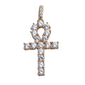 Iced Ankh Cross Pendant - Gold