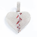 Iced Broken Heart Pendant - Silver