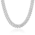 19mm Iced Prong Cuban Link Necklace - Silver