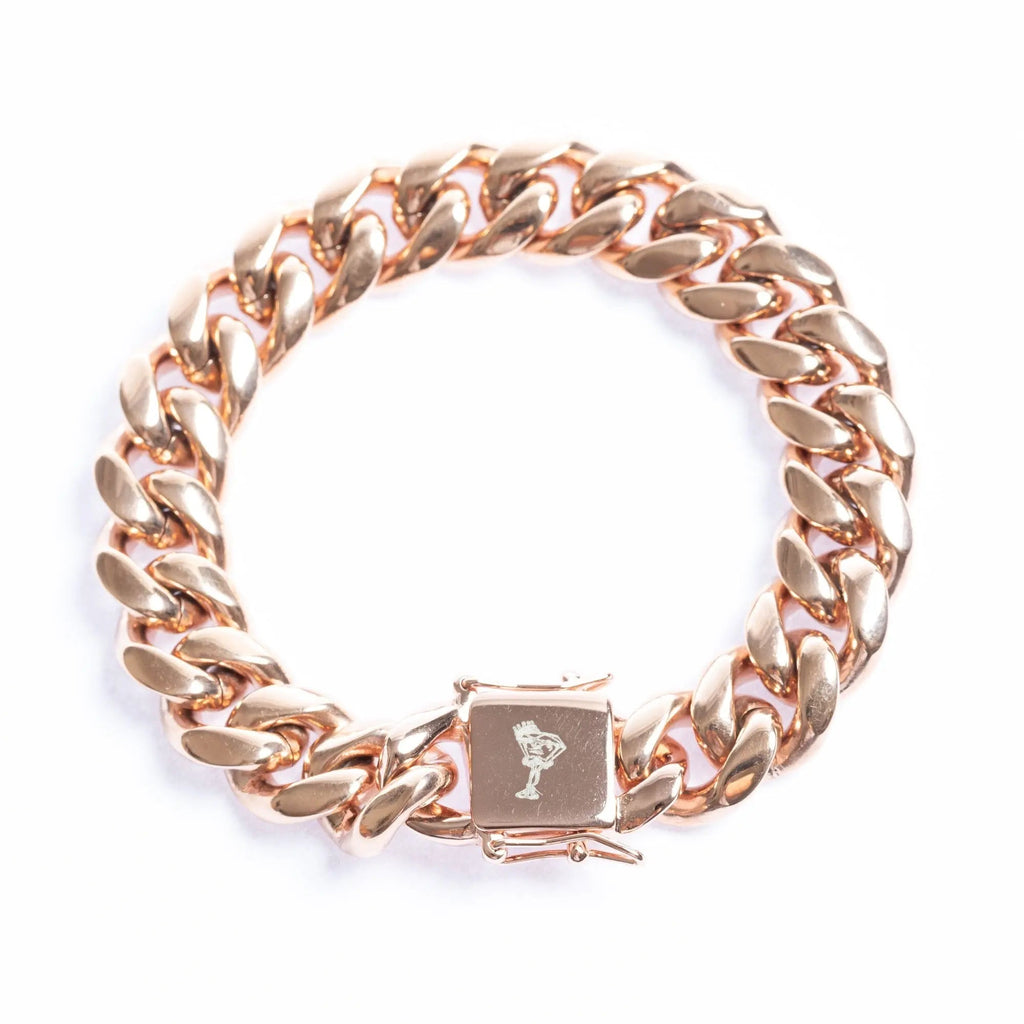 14mm Miami Cuban Link Bracelet - Rose Gold