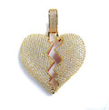 Iced Broken Heart Pendant - Gold
