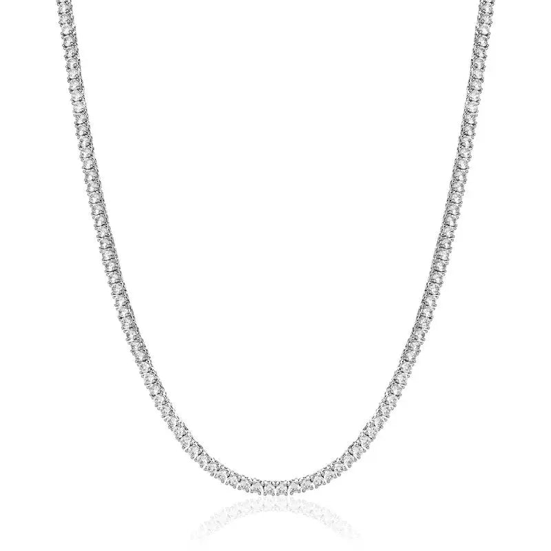 4mm Tennis Necklace - White Gold