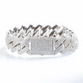 19mm Iced Prong Cuban Link Bracelet - Silver