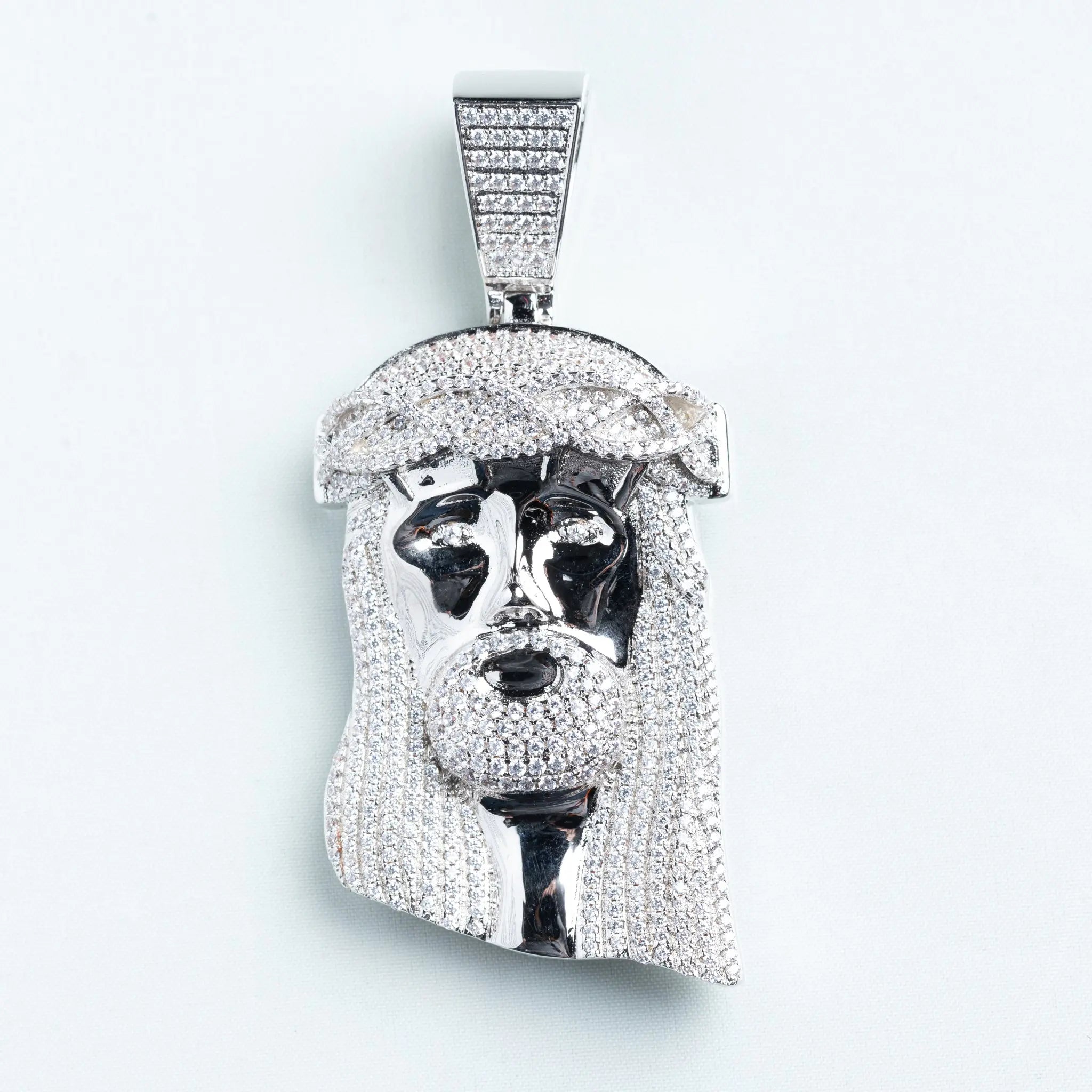XL Jesus Pendant - White Gold