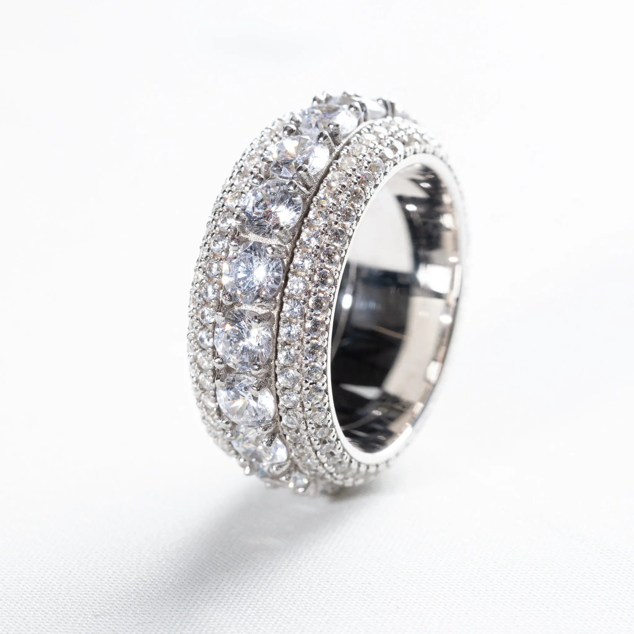Iced Spinning Ring - Silver