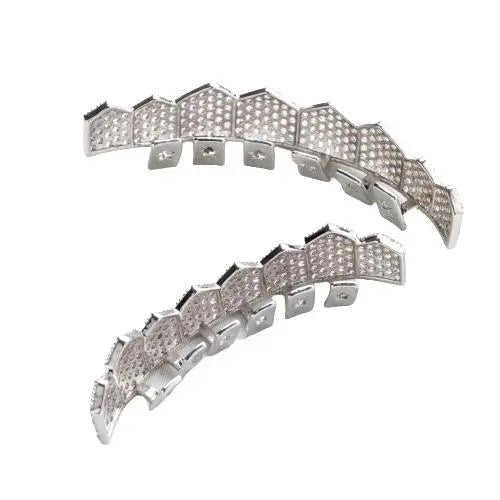 Pointed Iced Grillz - White Gold